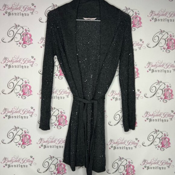 Victoria's Secret Sweaters - Victoria’s Secret cardigan robe sparkly, gray, silver sequins shimmer knitted